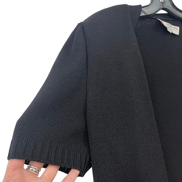 St. John Collection by Marie Gray Short Sleeve Santana Knit Cardigan Black Large - Picture 4 of 5